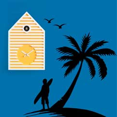 Contemporary Cuckoo Clock-Modern Cuckoo Clock, Art.beach 2597, quartz battery movement, electronic movement with 12 melodies